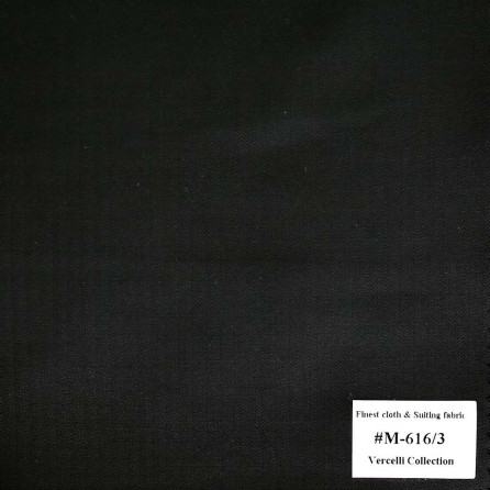 M-616/3 Vercelli V8 - Vải Suit 95% Wool - Đen Trơn